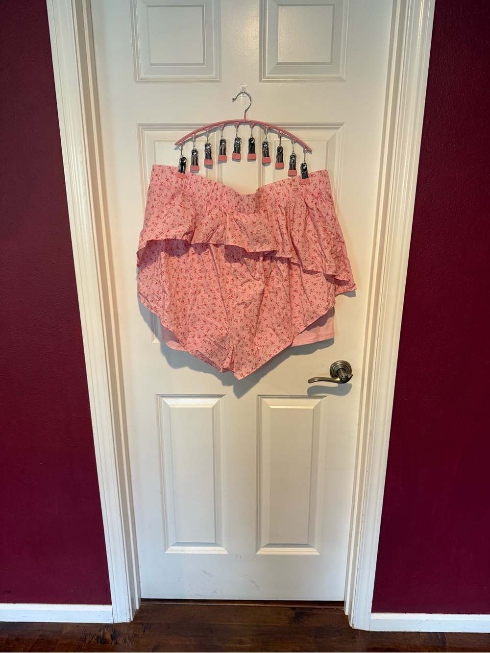 Pink Floral Layered Athletic Shorts - Picture 2 of 4